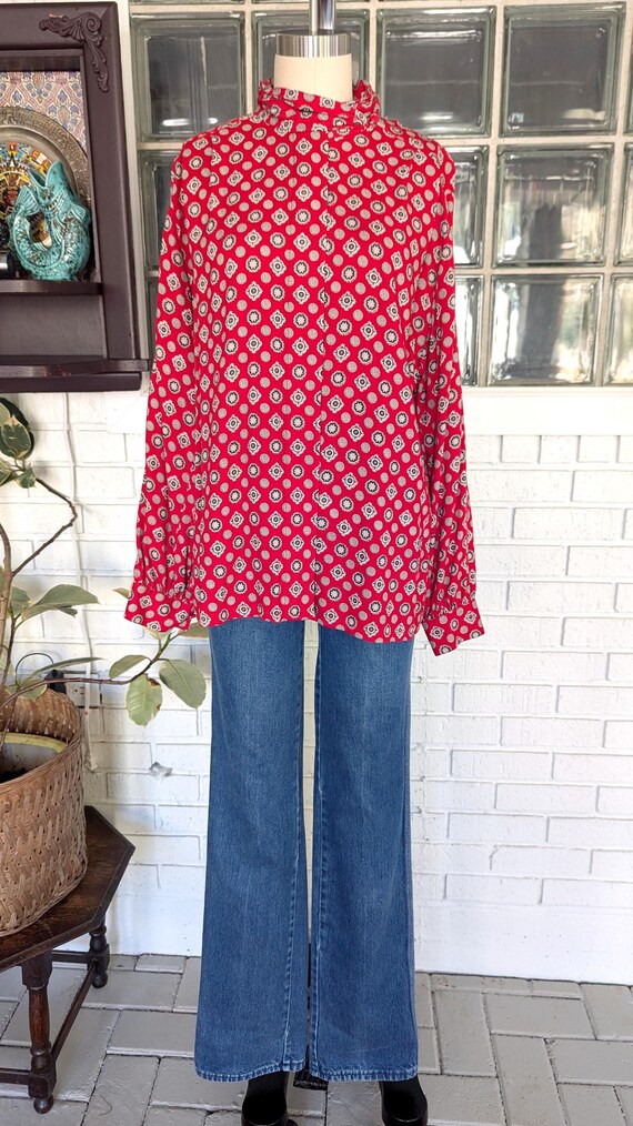 Pendleton/Red Print Blouse/Size 12/Button Up Blou… - image 1