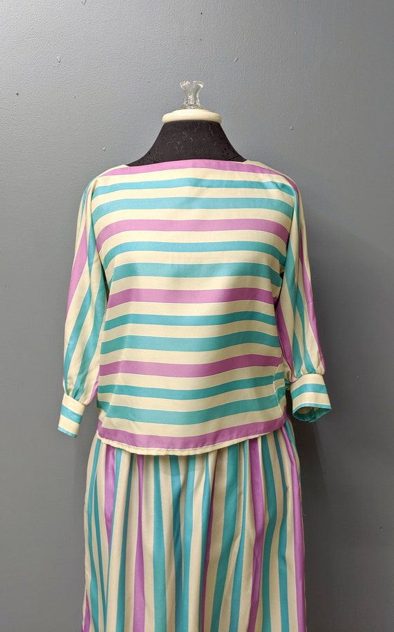 80's Main Street Skirt and Top Set/Striped Skirt … - image 6