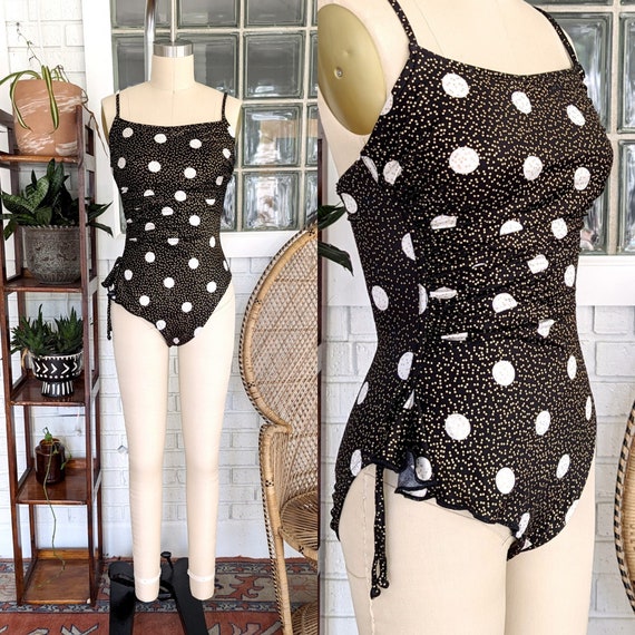 Sirena/Black & Gold One Piece SwimSuit/Polka Dot … - image 1