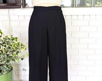 90&#39;s Vintage Black Sheer Overlay Trousers/Size 6/28&quot; Waist/Straight Leg