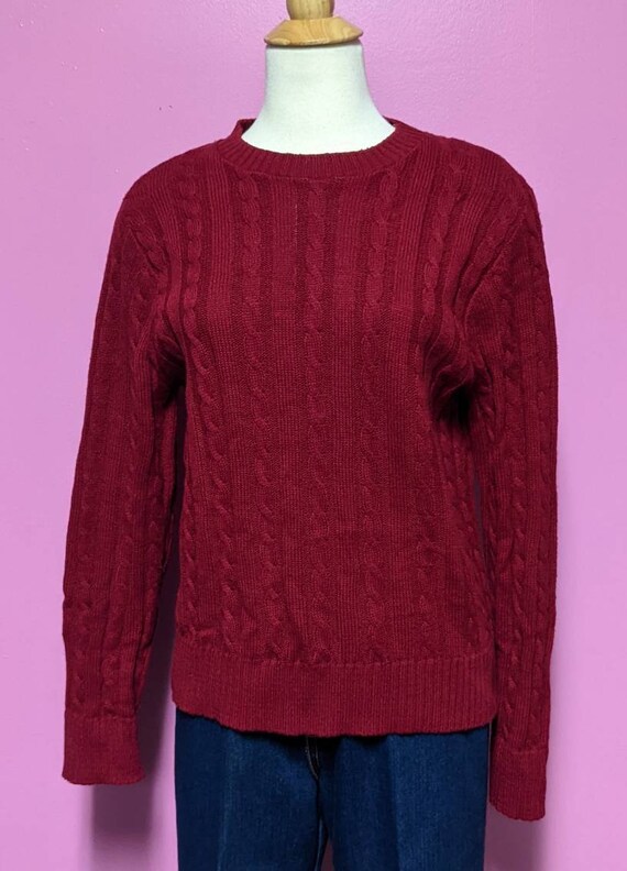 Sears/The Fashion Place/Cranberry Cable Knit Swea… - image 2