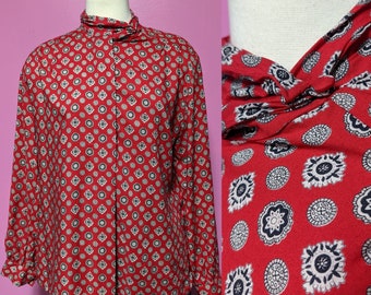 Pendleton/Red Print Blouse/Size 12/Button Up Blouse