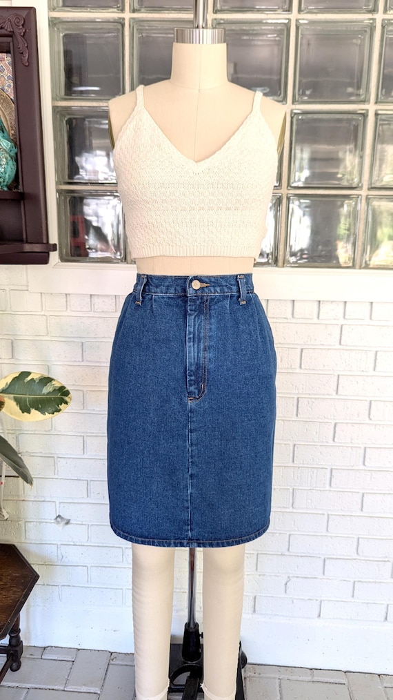 Vintage Pencil Shape Denim Skirt - S
