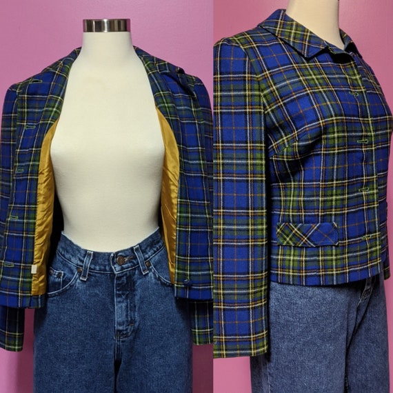 Gorgeous 1950's Pendleton Blue & Green Plaid Jacke