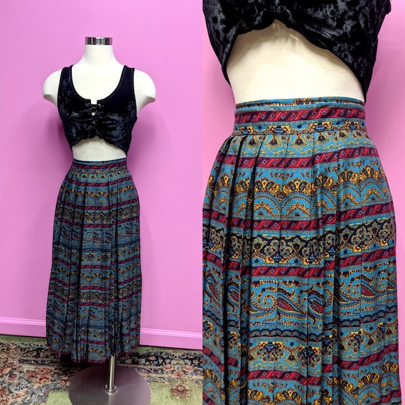 Chaus/90's Vintage Pleated Skirt/Size 8/Rayon Mid… - image 1