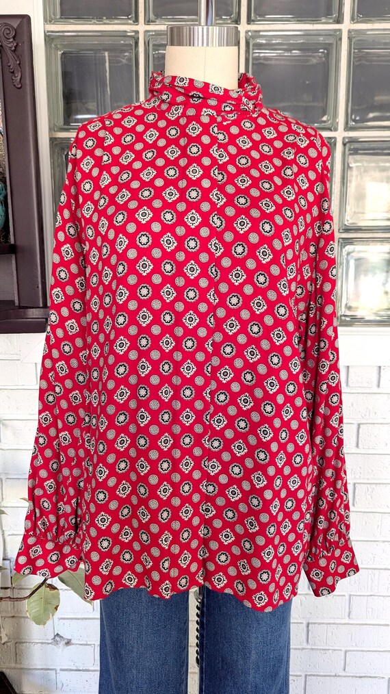 Pendleton/Red Print Blouse/Size 12/Button Up Blou… - image 2