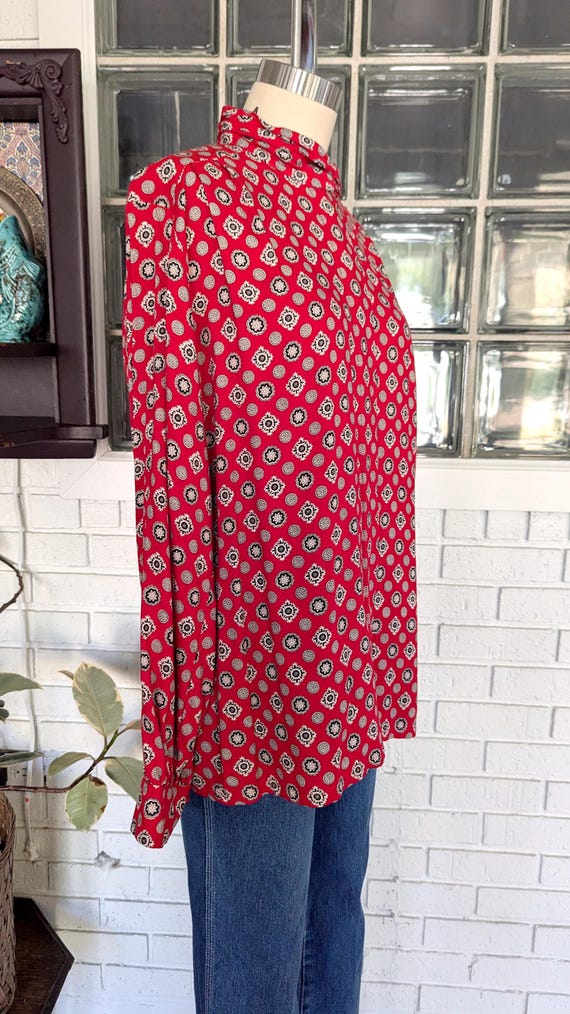 Pendleton/Red Print Blouse/Size 12/Button Up Blou… - image 3