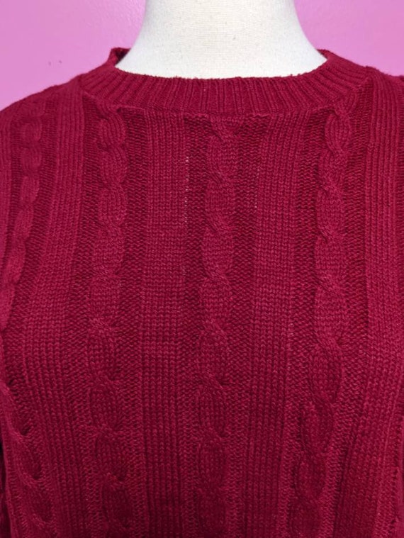 Sears/The Fashion Place/Cranberry Cable Knit Swea… - image 3
