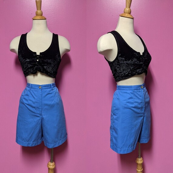 90's Blue High Waist Shorts/30" Waist/Pleated Shor