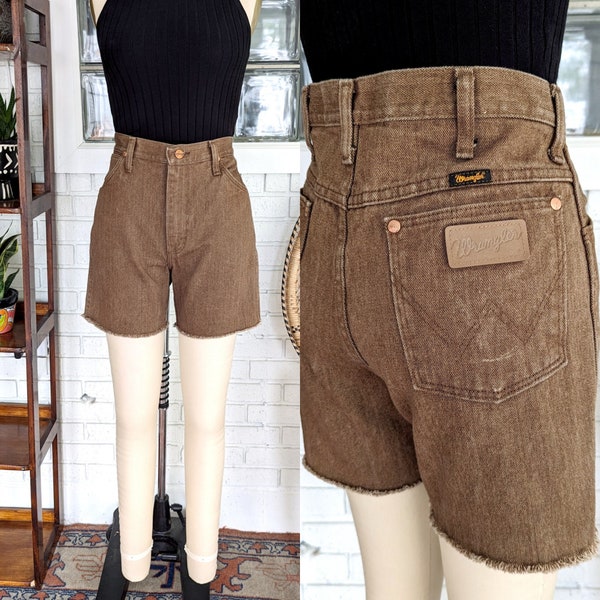 Wrangler/Brown Denim Cutoff Shorts/32" Waist/Gender Neutral/High Waist