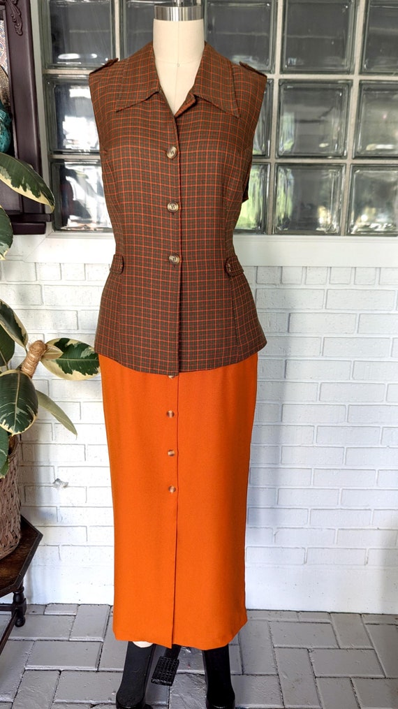Orange plaid vest deals