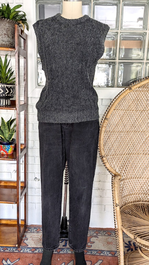Country Craft/Fuzzy Gray Angora Knit Sweater Vest… - image 5