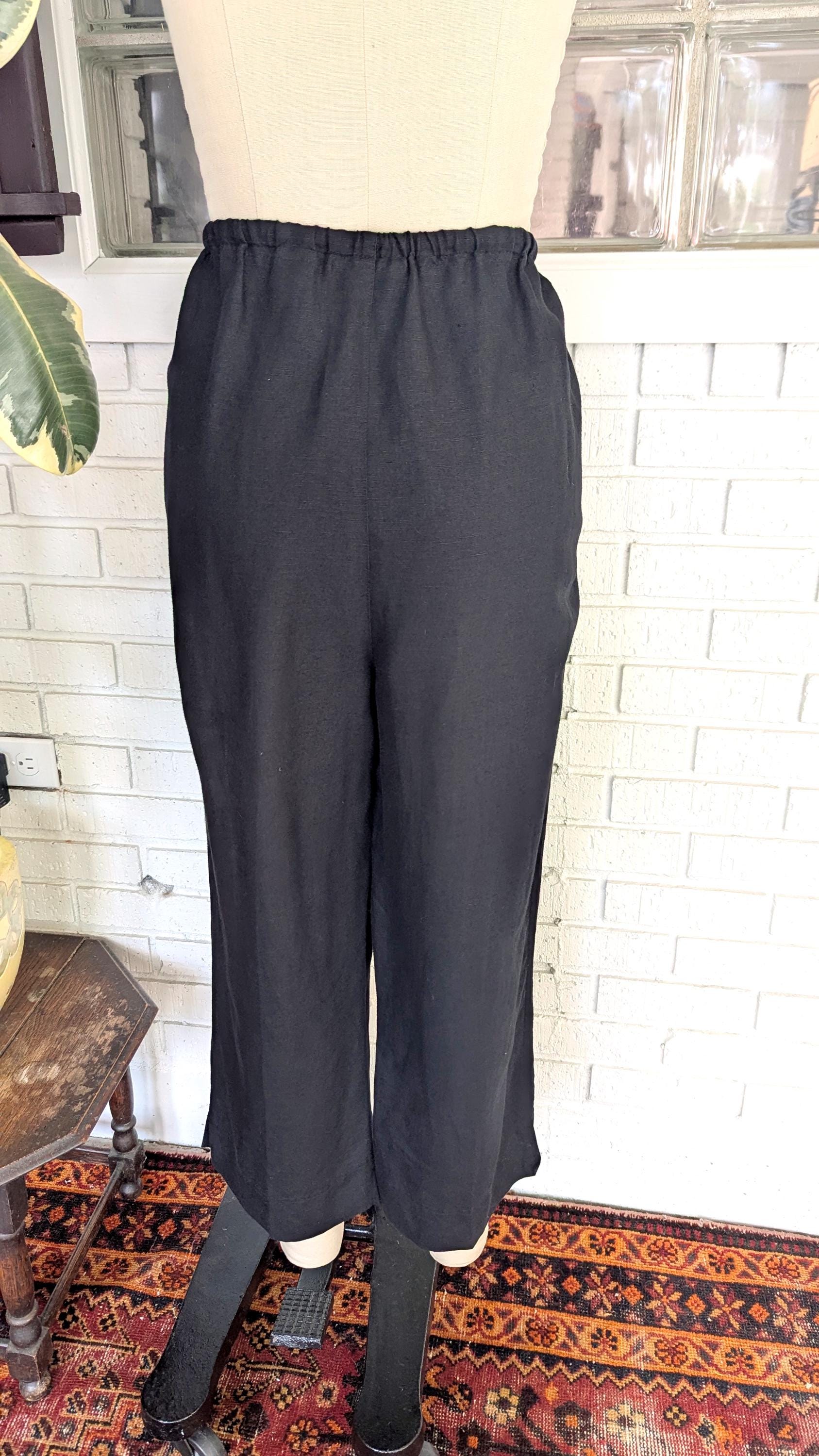 Pantalon Habillé Femme New York & Company Noir - Taille 0, Jambes évasées, Stretch Lin, Occasion Bon état