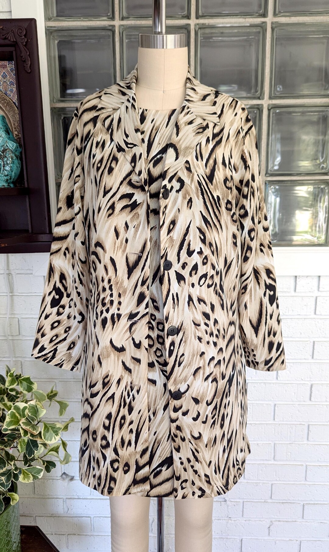 Lew Magram/90's Animal Print Dress With Matching Jacket Set/size 6/2