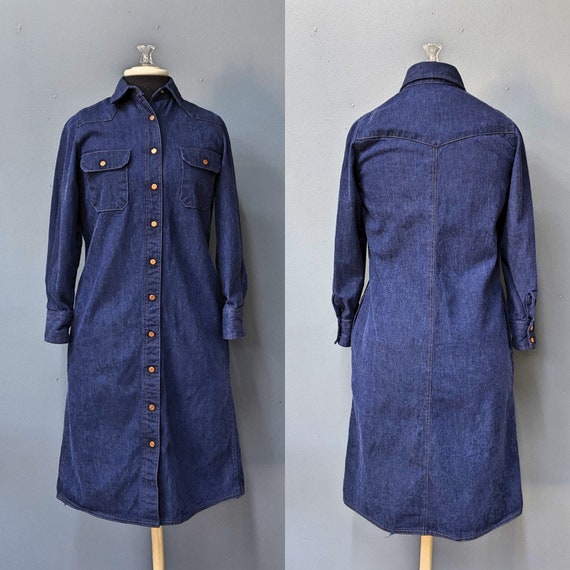 Handmade 70's Denim Dress/Size Small/Medium/Classi