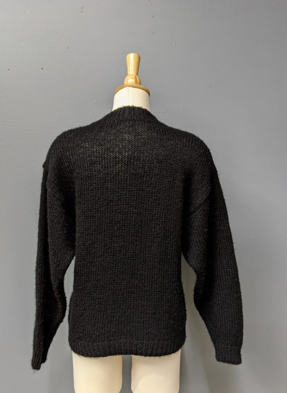 80's Black Floral Sweater/Size Medium/Women's Vin… - image 3