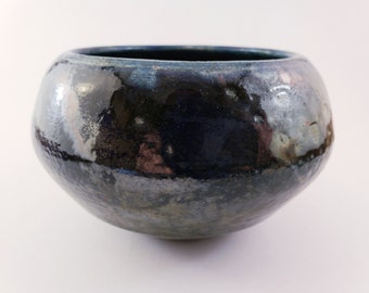 Purple/Blue/Copper Flash Raku bowl