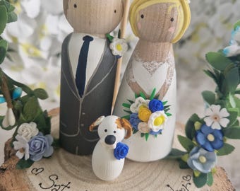 Wooden Peg Wedding Cake Toppers, Personalised