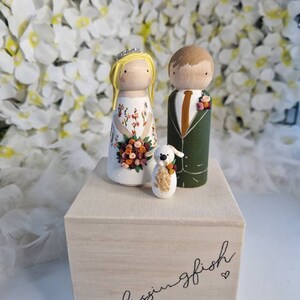 Wooden Peg Wedding Cake Toppers, Personalised