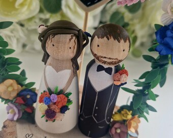Wooden Wedding Cake Toppers, Personalised, Custom Made