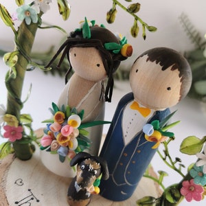 Wooden Peg Wedding Cake Toppers, Personalised