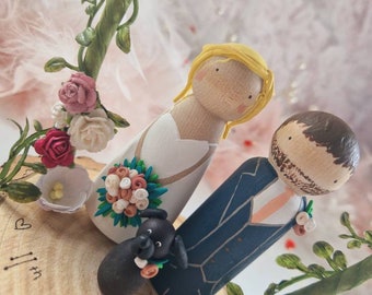 Personalisierte hölzerne Hochzeitstorte Toppers