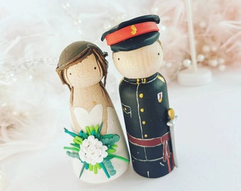 Wooden Peg Wedding Cake Toppers, Personalised