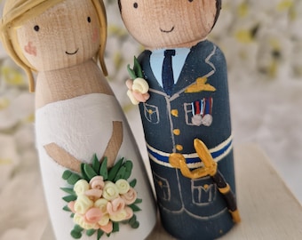Wooden Peg Wedding Cake Toppers, Personalised