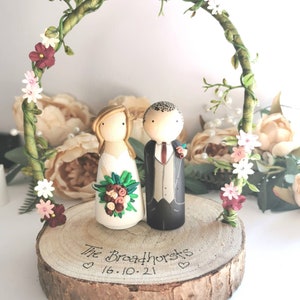 Wooden Peg Wedding Cake Toppers, Personalised