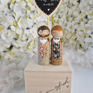 Wooden Peg Wedding Cake Toppers, Personalised