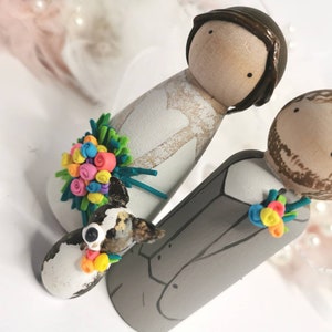 Wooden Peg Wedding Cake Toppers, Personalised