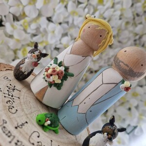 Wooden Peg Wedding Cake Toppers, Personalised