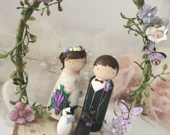 Décorations de gâteau de mariage en bois personnalisées