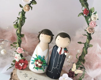 Wooden Peg Wedding Cake Toppers, Personalised