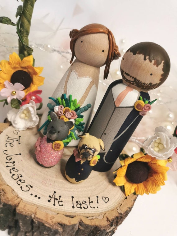 Personalised Wedding Bride and Groom Peg Dolls, cake topper, gift, wedding, Mr and Mrs, Mr and Mr, Mrs and Mrs, Handmade