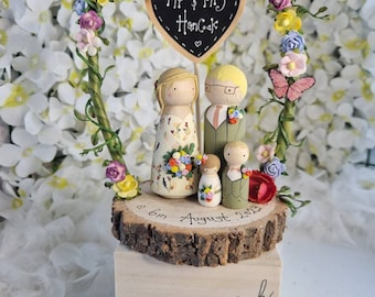 Wooden Peg Wedding Cake Toppers, Personalised