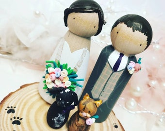 Personalisierte hölzerne Hochzeitstorte Toppers