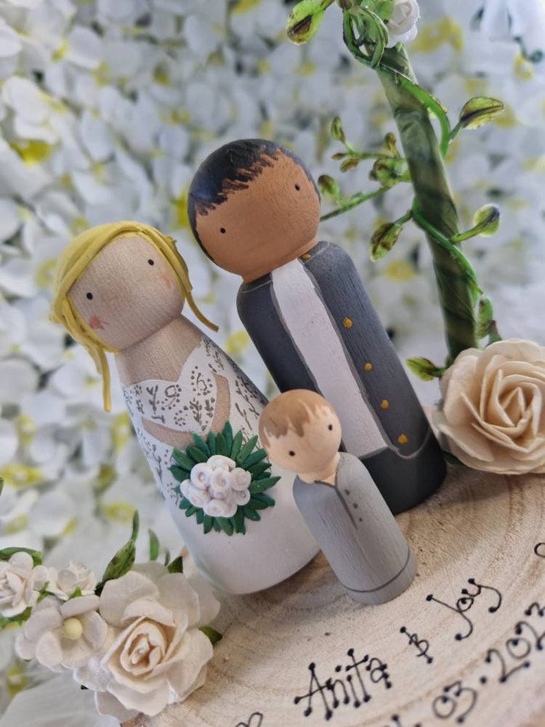 Personalisierte hölzerne Hochzeitstorte Topper, Gay Hochzeit, Braut und Bräutigam, Lgbt Bild 7