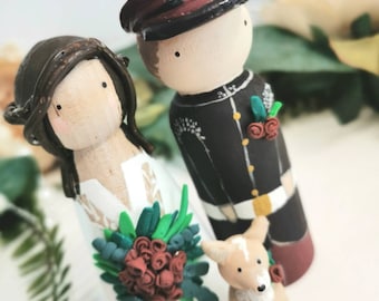 Wooden Peg Wedding Cake Toppers, Personalised