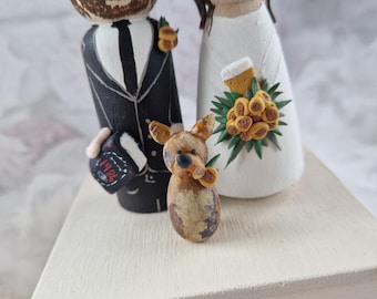 Custom Wedding Cake Toppers: Hand-Painted Peg Doll Keepsake