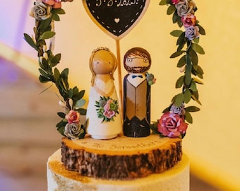 Wooden Wedding Cake Toppers, Personalised, Custom Made