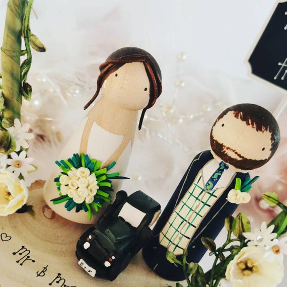 Wooden Peg Wedding Cake Toppers, Personalised