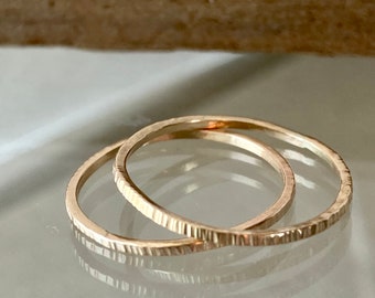 14k Gold Stacking Rings I Hand Hammered Gold Ring