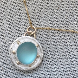 Sea Glass Pendant I Genuine Sea Glass I Mixed Metal I Kate Samson Jewelry