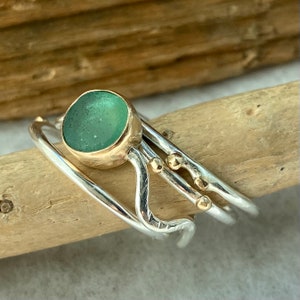 Sea Glass Ring I Sea Glass Stacking Ring