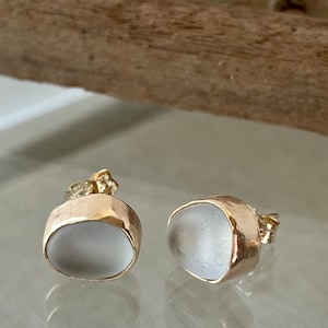 Gold Sea Glass Stud Earrings