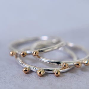 Mixed Metal Rings | Delicate Sterling Silver Rings | Stacking Rings