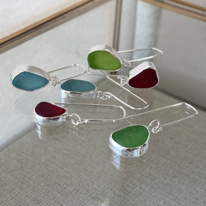 Sea Glass Earrings  l Sterling Silver Earrings | Earrings with Wires