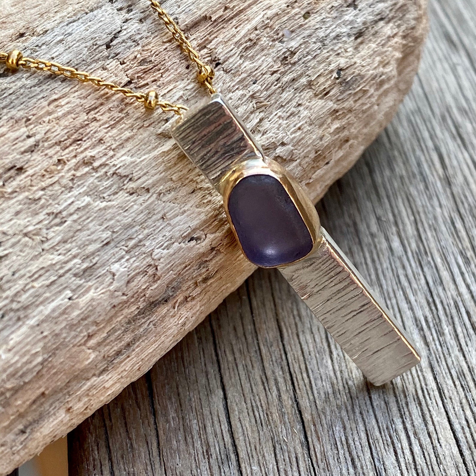 Sea Glass Necklace I Sea Glass Bar Necklace I Genuine Sea Etsy