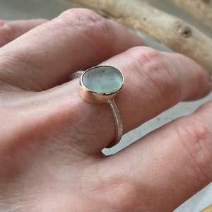Sea Glass Ring | Genuine Sea Glass | 14k Gold Bezel Sea Glass Ring | Beach Glass Jewelry